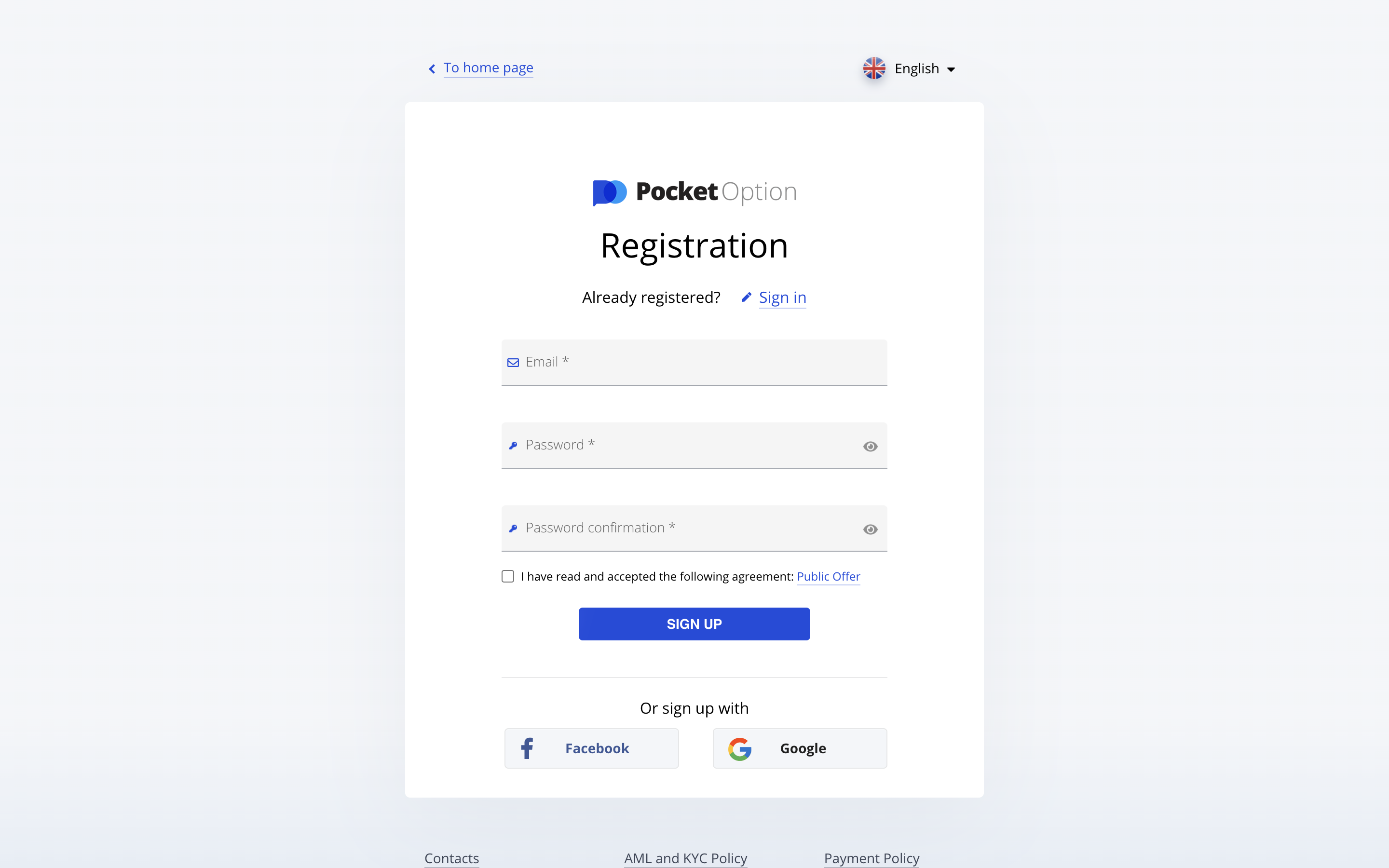 Pocket Option Register